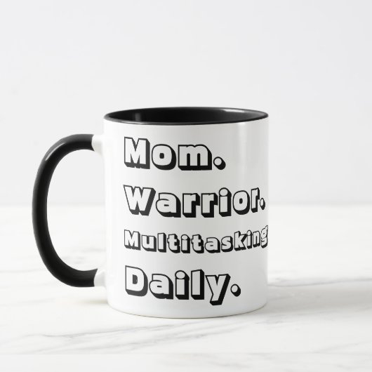 Personalized Mom Warrior Multitasking Daily Black  Tasse (Links)