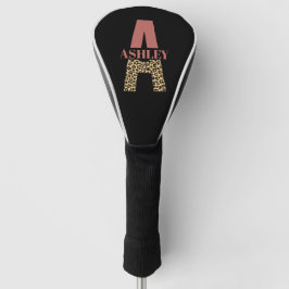 Personalized Monogram A Pink Leopard print Golf Headcover