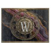 Personalized Monogram Agate Pink Rustic Metal Luxe Schneidebrett (Vorderseite)