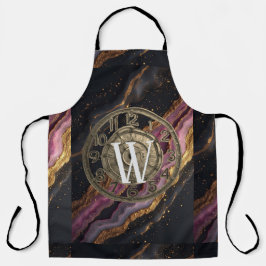 Personalized Monogram Agate Pink Rustic Metal Luxe Schürze