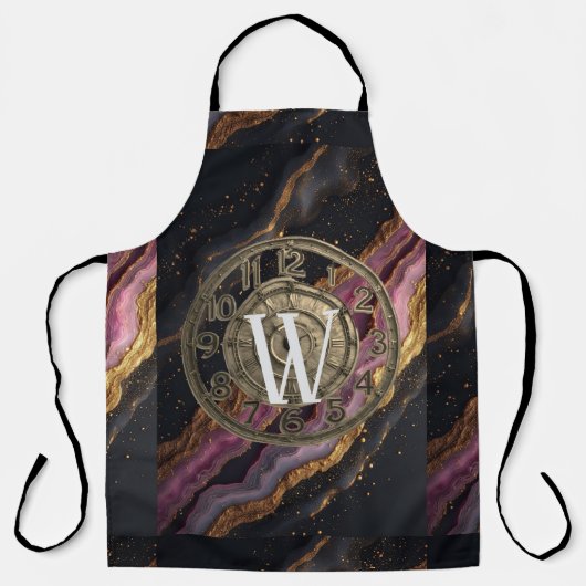 Personalized Monogram Agate Pink Rustic Metal Luxe Schürze (Vorderseite)