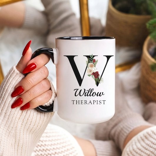 Personalized Monogram Alphabet Mug for Therapist Tasse
