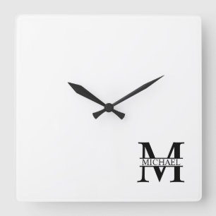 Personalized Monogram and Name Quadratische Wanduhr