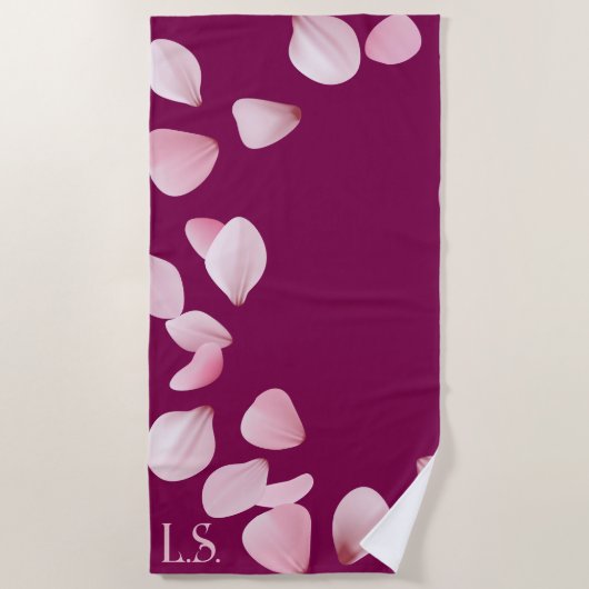 Personalized Monogram Beach Towel with Sakura  Strandtuch (Vorderseite)