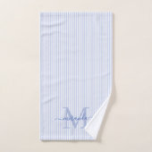 Personalized Monogram Blue & White Stripes Badhandtuch Set (Handtuch)