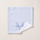 Personalized Monogram Blue & White Stripes Badhandtuch Set (Waschlappen)