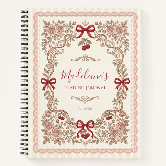 Personalized Monogram Bookworm Reading Journal Notizblock (Vorderseite)