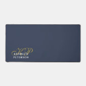 Personalized Monogram Dusty Navy Blue Gold White Schreibtischunterlage (Vorderseite)