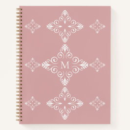 Personalized Monogram Dusty Rose Vector Pattern Notizblock