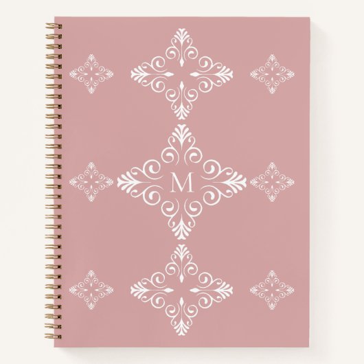 Personalized Monogram Dusty Rose Vector Pattern Notizblock (Vorderseite)