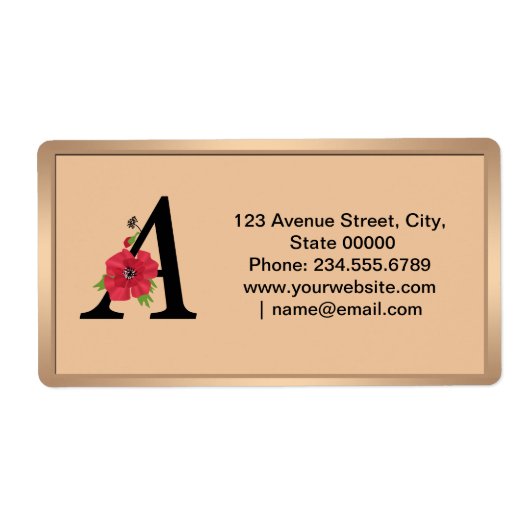 Personalized monogram editable A text red flower (Vorne)