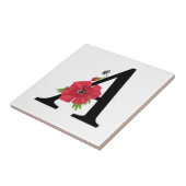 Personalized monogram editable A text red flower Fliese (Seite)