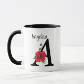 Personalized monogram editable A text red flower Tasse (Links)