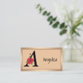Personalized monogram editable A text red flower Visitenkarte (Stehend Vorderseite)
