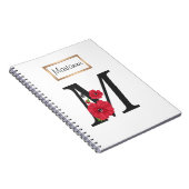 Personalized monogram editable M text red flower Notizblock (Rechte Seite)