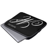 Personalized monogram elegant black and white laptopschutzhülle (Vorne Knopf)