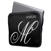 Personalized monogram elegant black and white laptopschutzhülle (Vorderseite Links)