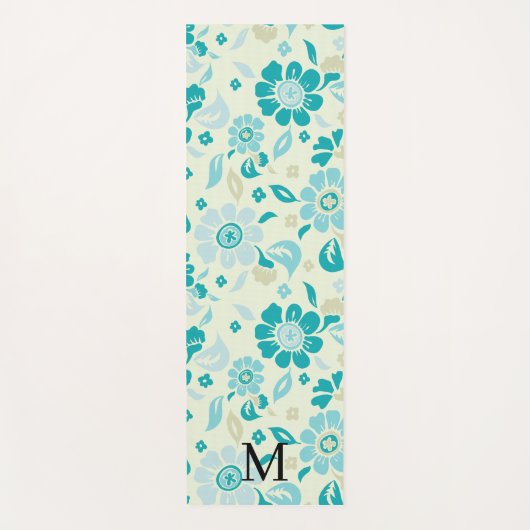 Personalized monogram elegant floral pattern yogamatte (Vorderseite)