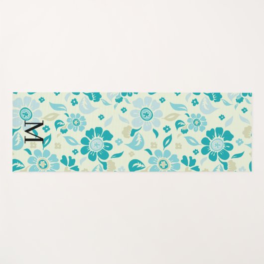 Personalized monogram elegant floral pattern yogamatte (Vorderseite (Horizontal))