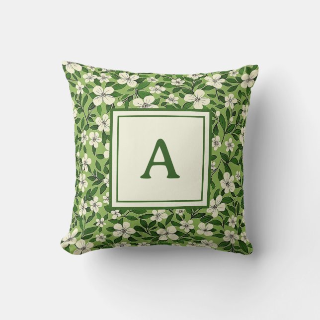 Personalized Monogram – Elegant Modern Floral  Kissen (Vorderseite)