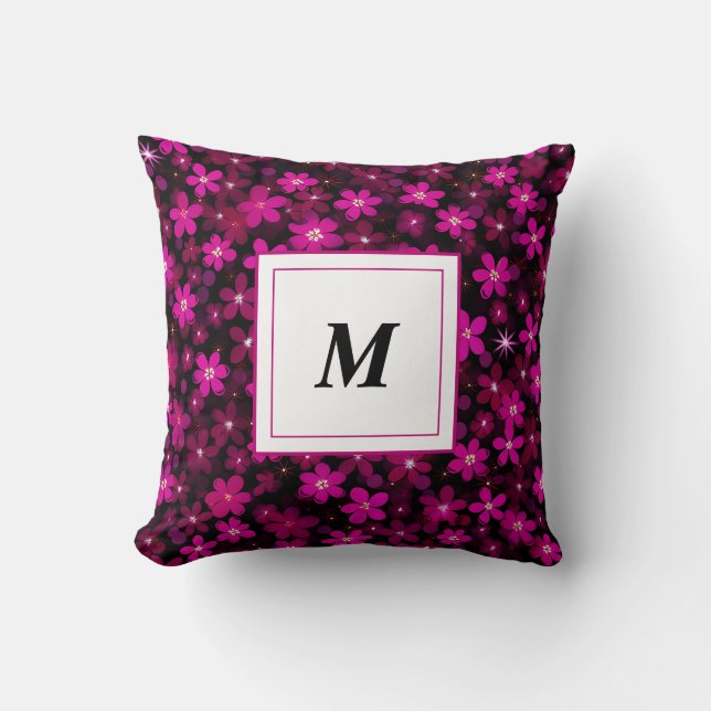 Personalized Monogram - Elegant Modern Floral  Kissen (Vorderseite)