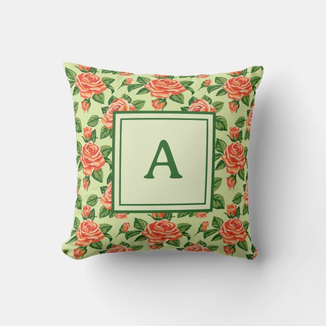 Personalized Monogram – Elegant Modern Floral  Kissen (Vorderseite)