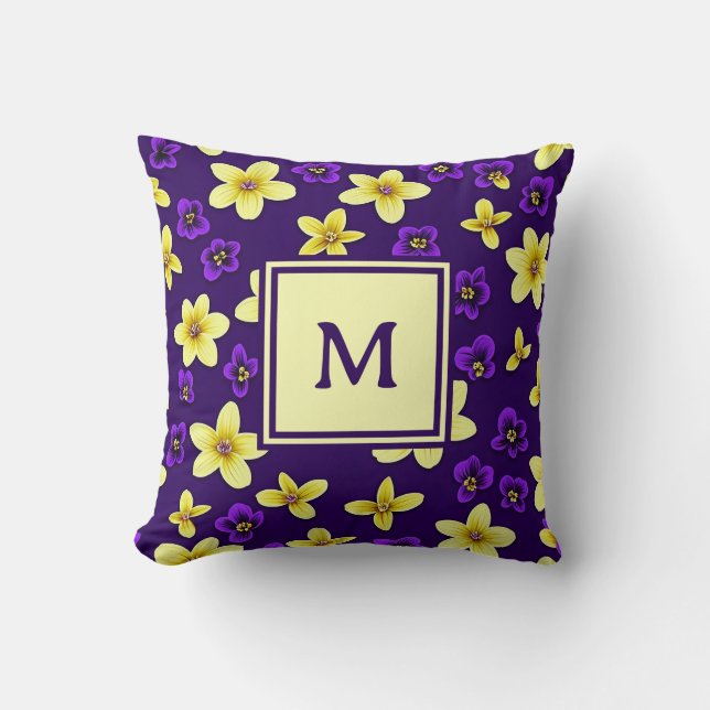 Personalized Monogram – Elegant Modern Floral  Kissen (Vorderseite)