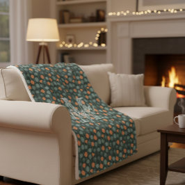 Personalized Monogram Floral Doodle Fleece Blanket Sherpadecke