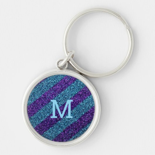 Personalized monogram glitter purple &blue schlüsselanhänger (Vorne)