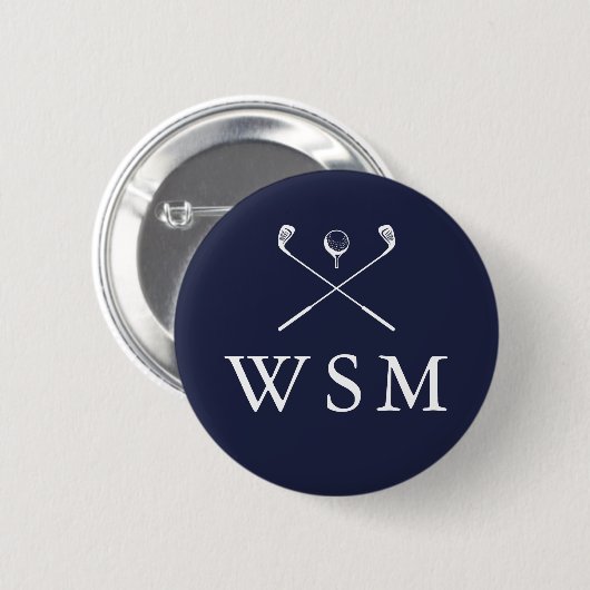 Personalized Monogram Golf Clubs Navy Blue Button (Vorne & Hinten)