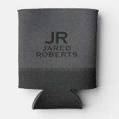 Personalized Monogram Gray & Black Leather Dosenkühler (Vorderseite)