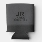 Personalized Monogram Gray & Black Leather Dosenkühler (Rückseite)