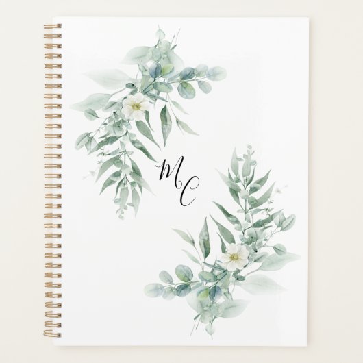 Personalized Monogram Green Foliage  Planer (Vorderseite)