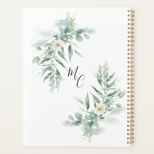 Personalized Monogram Green Foliage  Planer (Rückseite)