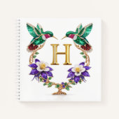 Personalized Monogram H Jeweled Hummingbird Gift Notizblock (Vorderseite)
