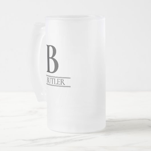 Personalized Monogram Initial Custom Mattglas Bierglas (Vorderseite Links)