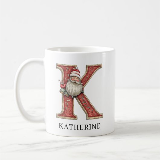 Personalized Monogram Initial K Christmas Santa Kaffeetasse (Links)