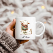 Personalized Monogram Initial L Christmas Lamb Kaffeetasse