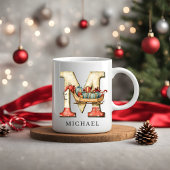 Personalized Monogram Initial M Christmas Holiday Kaffeetasse