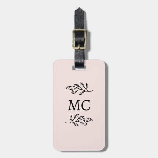 Personalized Monogram Initials Botanical Blush Gepäckanhänger (Vorderseite vertikal)