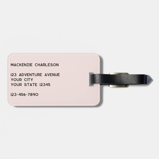 Personalized Monogram Initials Botanical Blush Gepäckanhänger (Rückseite horizontal)