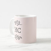 Personalized Monogram Initials Botanical Blush Kaffeetasse (Vorderseite Links)