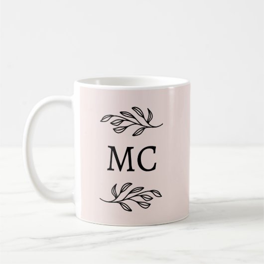 Personalized Monogram Initials Botanical Blush Kaffeetasse (Links)