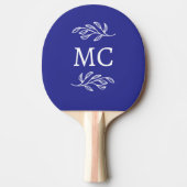 Personalized Monogram Initials Botanical Leaf Blue Tischtennis Schläger (Vorderseite)