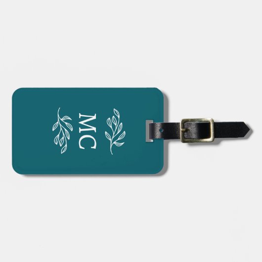 Personalized Monogram Initials Botanical Leaf Gepäckanhänger (Vorderseite horizontal)