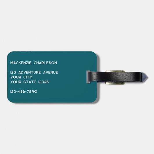 Personalized Monogram Initials Botanical Leaf Gepäckanhänger (Rückseite horizontal)