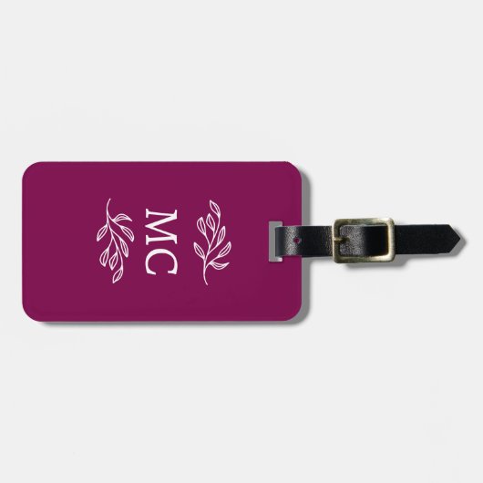 Personalized Monogram Initials Botanical Leaf Gepäckanhänger (Vorderseite horizontal)