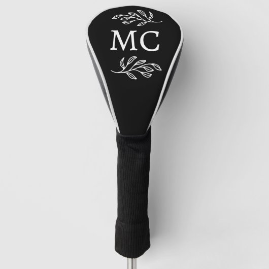 Personalized Monogram Initials Botanical Leaf Golf Headcover (Vorderseite)