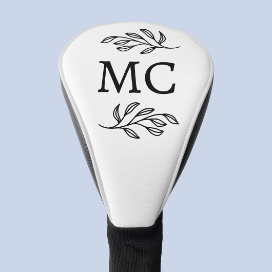 Personalized Monogram Initials Botanical Leaf Golf Headcover