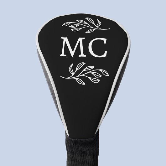 Personalized Monogram Initials Botanical Leaf Golf Headcover